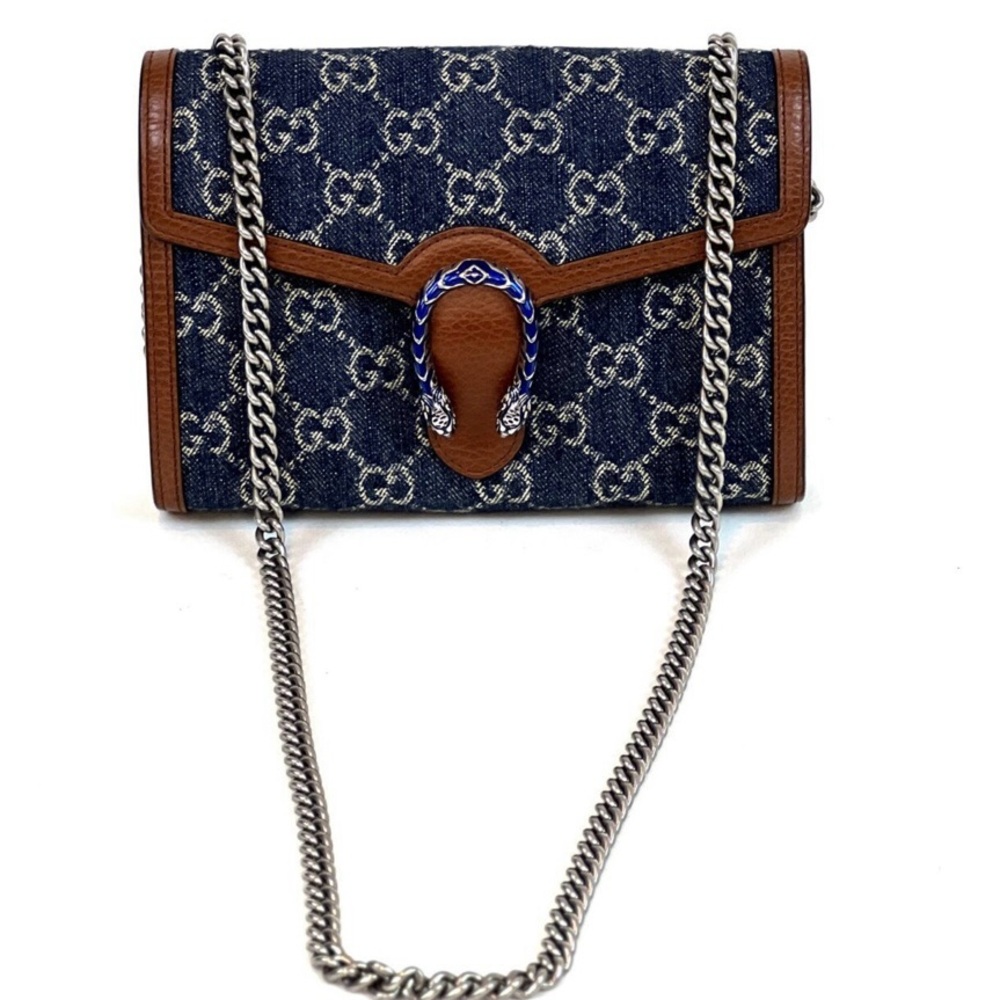 GUCCI GG Dionysus denim chained crossbody bag